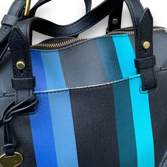 Fossil Sydney Striped Satchel Purse Handbag Multicolor Shoulder Crossbody Bag - Picture 3 of 13